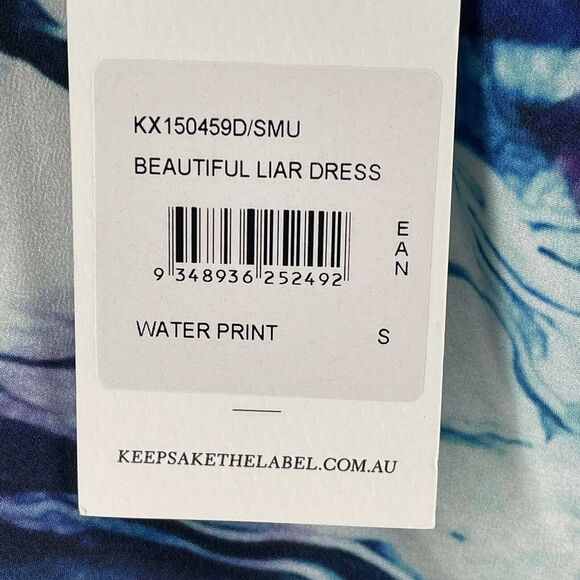 Keepsake The Label Beautiful Liar Dress Water Print Open Back New Size Small - Picture 5 of 7